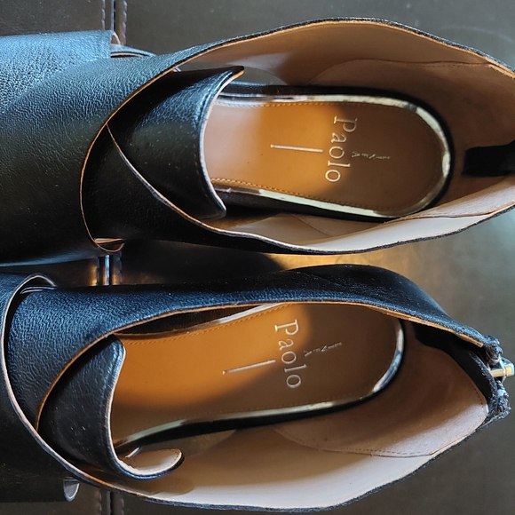 Liena Paolo black leather wedge shoe size 10M - Picture 6 of 9